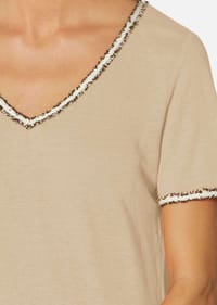 MADELEINE - Kurzarm-Shirt aus Leinen - khaki / multicolor