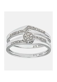 Diamant L'eternel - Crossover Ring, mit 0.12 ct Diamant, 375 Weißgold - white gold