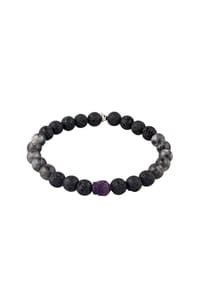 KUZZOÍ - Armband Lavakite Amethyst Lava Stones Schwarz 925 Sterling Silber - Schwarz