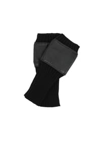 Kazar - Schwarze Fausthandschuhe aus Leder und Gewebe - Schwarz