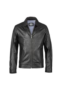 bugatti - Lederjacke BUROMEO mit Druckknöpfen und Hemdkragen - Schwarz