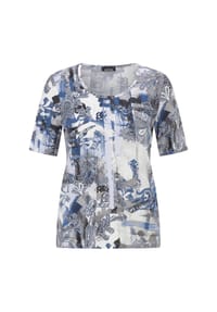 GOLDNER - Viskoseshirt mit femininem Paisley-Print - blau / grau / gemustert