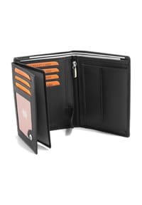 MANIKE - 3 Hochformat Geldbörse aus echtem Leder mit TÜV-geprüftem RFID-Schutz - Schwarz