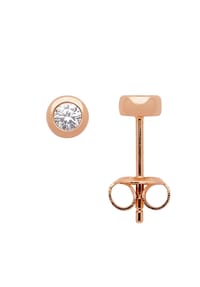 Adelia's - Damen Silber Schmuck 925 Silber Ohrringe  Ohrstecker mit Zirkonia Ø 5 mm - rose