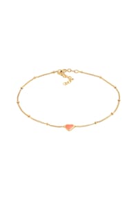 elli. - Fußschmuck Elli Fußschmuck Kugelkette Herz Emaille 925 Silber Vergoldet - Hellgrün