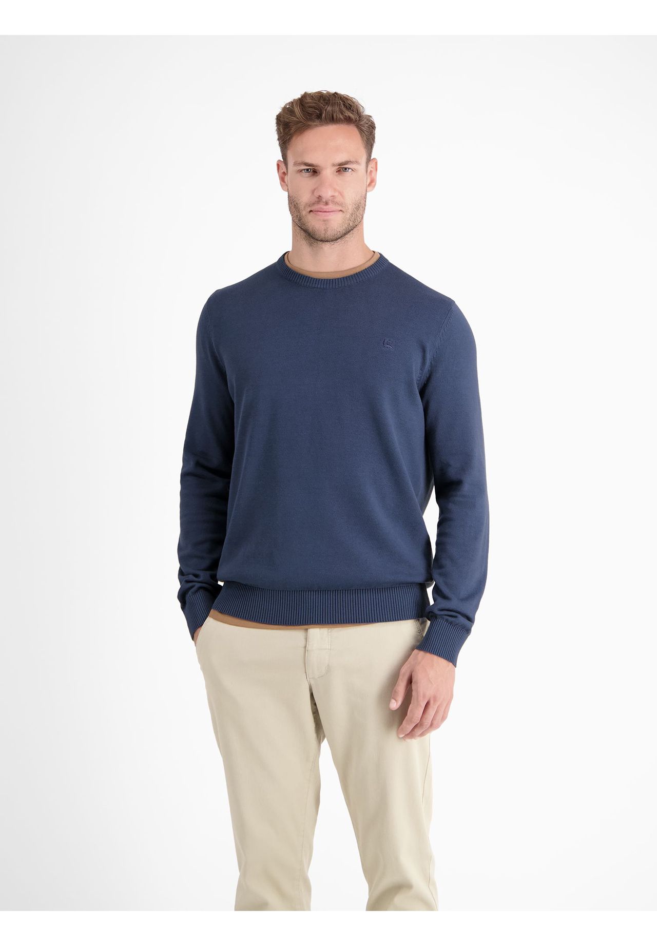 Lerros Strickpullover, Rundhals-Ausschnitt, FüR Herren, Blau, Xl