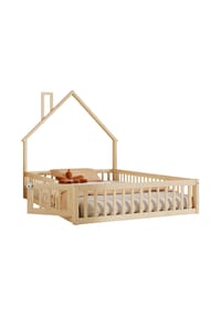 KOMHTOM - Hausbett 140 x 190 cm, Minimalistischer Stil, Natur - Naturfarben- 90 x 200 cm