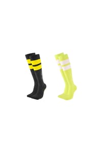 MUNADUNA - 2er-Pack Kompressions-Kniestrümpfe Anti-Rutsch Fitness-Socken,Frottee-Polsterung,Anti-Rutsch - Schwarz-Blau, Neon-Gelb