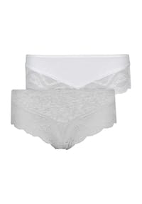 SNOCKS - Hipster, 2er-Pack, Spitzen-Details, für Damen - 246 GREY/WHITE