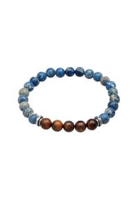 KUZZOÍ - Armband Achat Tigerauge Steinarmband 925 Silber - Blau