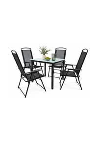 VCM. - 5-tlg Gartenmöbel Set | Sitzgruppe Essgruppe | 1x Tisch, 4x Stühle | Tisch Maße ca. H. 76 x B. 80 x T. 80 cm | Hochlehner Set 80M - Schwarz
