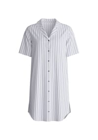 CALIDA - Damen Kurzarm-Nachthemd mit Knöpfen, Länge 95 cm Striped Dreams - aura blue