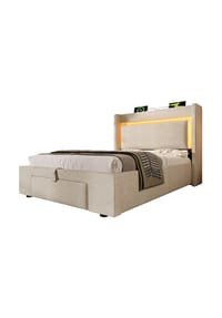KOMHTOM - Polsterbett 90x200 cm Mit Matratze,Leinen in Beige - Beige