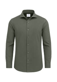 Vercate - Leinenhemd, Langarm, olivgrün - Braunbeige