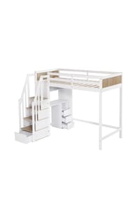 KOMHTOM - Kinderbett 90x200 cm mit Ausziehbett, Rosa (ohne Matratze) - Weiß