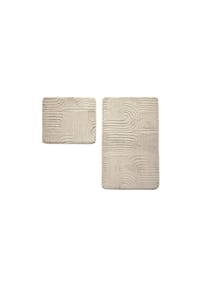ZELLERFELD - WC-Set Elegance - 2-teiliges Badematten-Set, rutschfest & pflegeleicht - Beige 60 x 100 cm