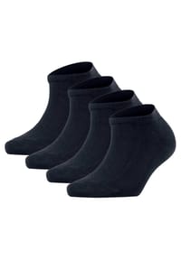 FALKE - Damen Socken, 4er Pack - Happy, Sneakersocken, einfarbig - Grau