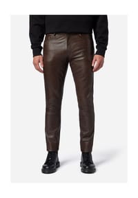 RICANO - Herren Lederhose Slim Fit, 5-Pocket Lederhose aus Lamm Leder - Slim Fit - Blau