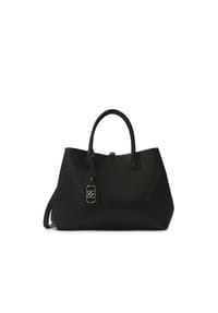 Kazar - Schwarze Lederhandtasche im Minimalstil - Schwarz