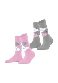 Burlington - Socken, Rippbündchen, 2er Pack, für Damen - 2000 LILAC/WHITE