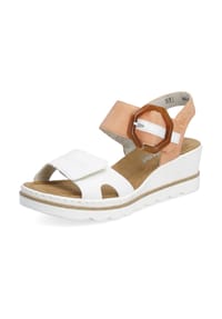 rieker - Lederimitat Sandalen - Weiß/Orange