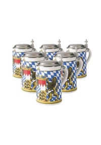 Seltmann Weiden - Bierkrüge mit Deckel Bayern 0,75 l 6er Set bunt - bunt