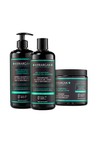 KERARGAN - Feuchtigkeits-Trio Shampoo, Spülung & Haarmaske mit Kokosöl - 3x500ml - weiß