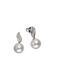 Orolino - Ohrringe 585/- Gold 2 Süßwasserzuchtperle 0,10ct - Silbergrau