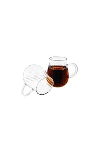 mulex® - Riffle Gläser 350 ml Tee- Kaffeegläser mit Henkel aus Borosilikatglas - Transparent 2-tlg