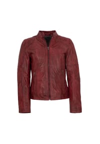 MADDOX - Damen Lederjacke Lammnappa dunkelrot - dunkelrot