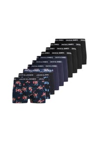 JACK & JONES - Herren Boxershorts, 10er Pack - JACTHEODORE SOLID TRUNKS 10 PACK, Trunks, Baumwoll-Stretch - Schwarz/Blau/Orange