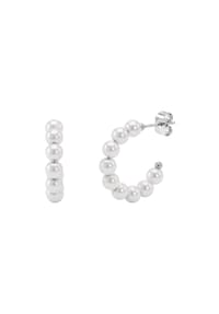 NOELANI - Creolen für Damen, Edelstahl, Muschelkernperle - SILBER