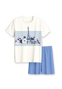 CALIDA - Kinder Kurz-Pyjama Kids Stripes - star white