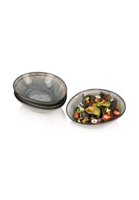 SÄNGER Steingut Geschirrset Capri Grau - Capri Grau - Salatschalen Set 4-teilig