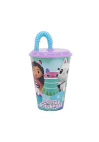 Disney - Disney Stitch Trinkbecher 430 ml mit Deckel und Strohhalm - Mehrfarbig 16,5x9x9 cm