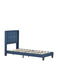 KOMHTOM - Polsterbett 90/200cm in Blau Leinen (Ohne Matratze) - Blau