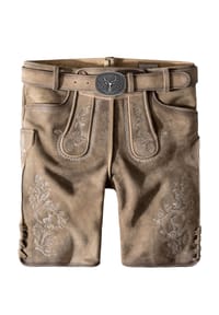 STOCKERPOINT - Plattler-Lederhose "Girgl", kurz, für Herren - SCHILF GESPECKT