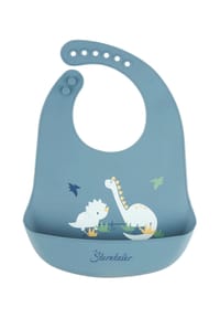 Sterntaler® - Dino Rexi Lätzchen, Auffangfach, für Babys und Kleinkinder - 365 MITTELBLAU