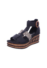 rieker - Sandaletten, Keilabsatz, für Damen - SCHWARZ/SCHWARZ-CR