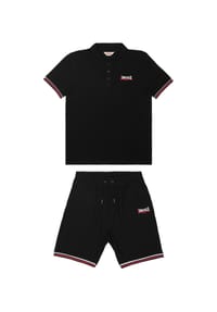 LONSDALE™ - Herren Poloshirt & Shorts Set normale Passform CHILLINGHAM - Black/White/Red