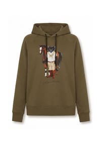 CAT by manii'ta lacitta - Olivgrüner Kapuzenpullover mit Katzenmotiv - grün