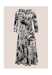 MADELEINE - Kleid mit Unikat-Druck - weiß / schwarz