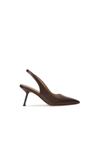 ONE ELEMENT - Braune Stiletto-Pumps mit offenem Absatz - Dunkelbraun