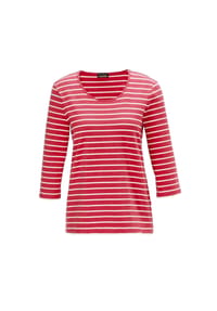 GOLDNER - Kurzgröße:  Buntgewirktes Ringelshirt - azur / weiß / geringelt