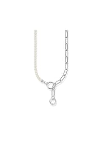 Thomas Sabo Cosmic Amulet - Collier aus Süßwasserzuchtperlen und Gliederkette mit weißen Steinen - silberfarben
