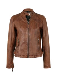 7eleven - Lederjacke Janina mit Stehkragen - cognac