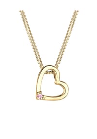 elli. - Halskette Herz Rosa Kristall 925 Sterling Silber - Gold