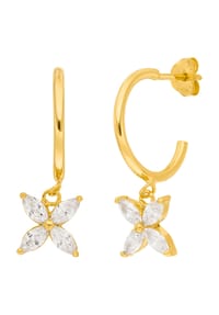 Leaf - Damen Creolen, 925er Silber  - GOLD