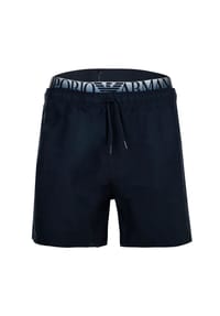 EMPORIO ARMANI - Herren Badeshorts - LOGOBAND, Boxer, Beachwear, Logo-Bund, einfarbig - Blau