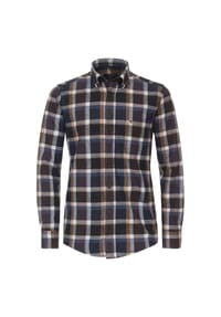 CASAMODA - Herren Flanellhemd kariert Casual Fit - Dunkelrot